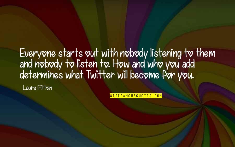 Who You Will Become Quotes By Laura Fitton: Everyone starts out with nobody listening to them