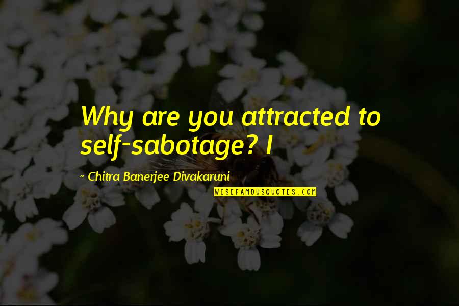 Why Am I Attracted To You Quotes By Chitra Banerjee Divakaruni: Why are you attracted to self-sabotage? I Why Am I Attracted To You Quotes By Chitra Banerjee Divakaruni: Why are you attracted to self-sabotage? I