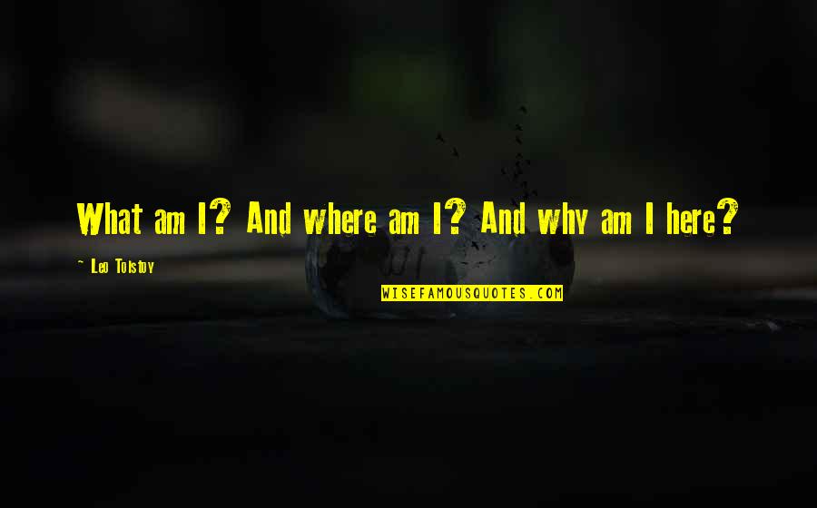 Why Am I Here Quotes By Leo Tolstoy: What am I? And where am I? And