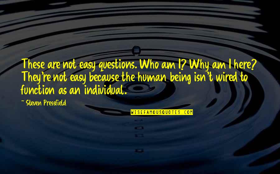 Why Am I Here Quotes By Steven Pressfield: These are not easy questions. Who am I?
