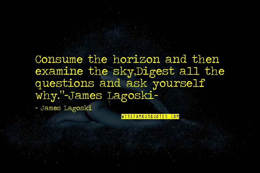 Why Ask Why Quotes By James Lagoski: Consume the horizon and then examine the sky,Digest