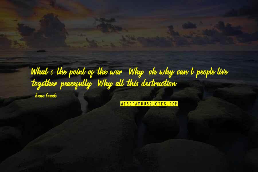 Why Can't We Just Be Together Quotes By Anne Frank: What's the point of the war? Why, oh