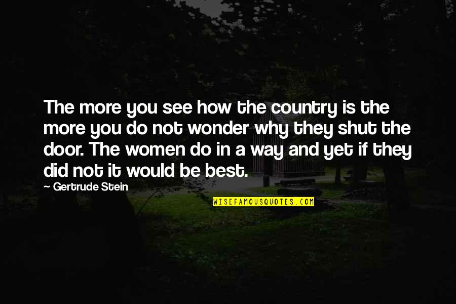 Why Did You Do It Quotes By Gertrude Stein: The more you see how the country is
