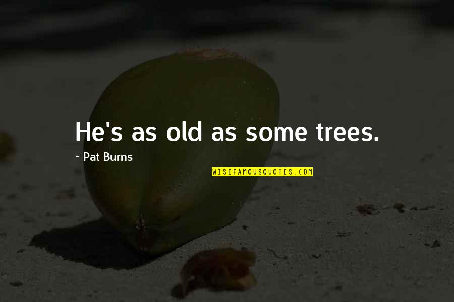 Why Do The Ones We Love Hurt Us The Most Quotes By Pat Burns: He's as old as some trees. Why Do The Ones We Love Hurt Us The Most Quotes By Pat Burns: He's as old as some trees.