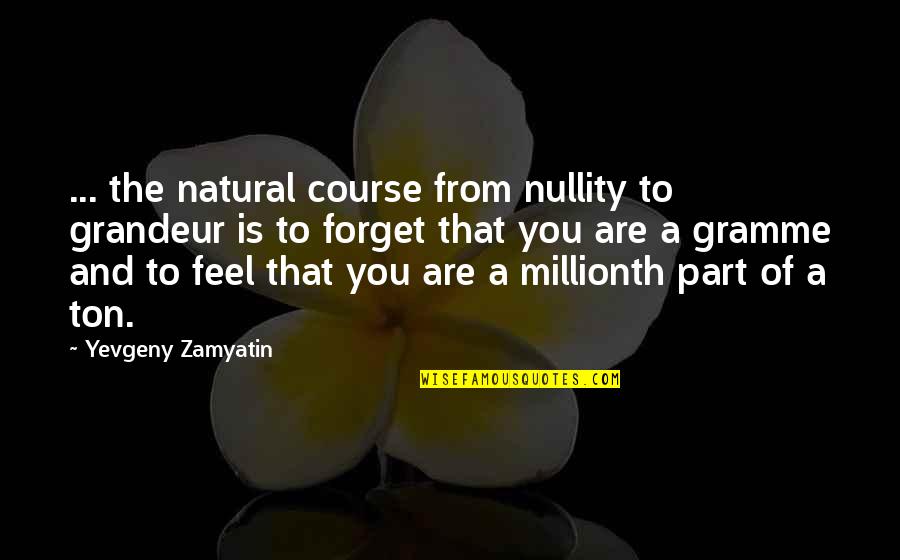 Why Do We Hurt The Ones We Love The Most Quotes By Yevgeny Zamyatin: ... the natural course from nullity to grandeur Why Do We Hurt The Ones We Love The Most Quotes By Yevgeny Zamyatin: ... the natural course from nullity to grandeur