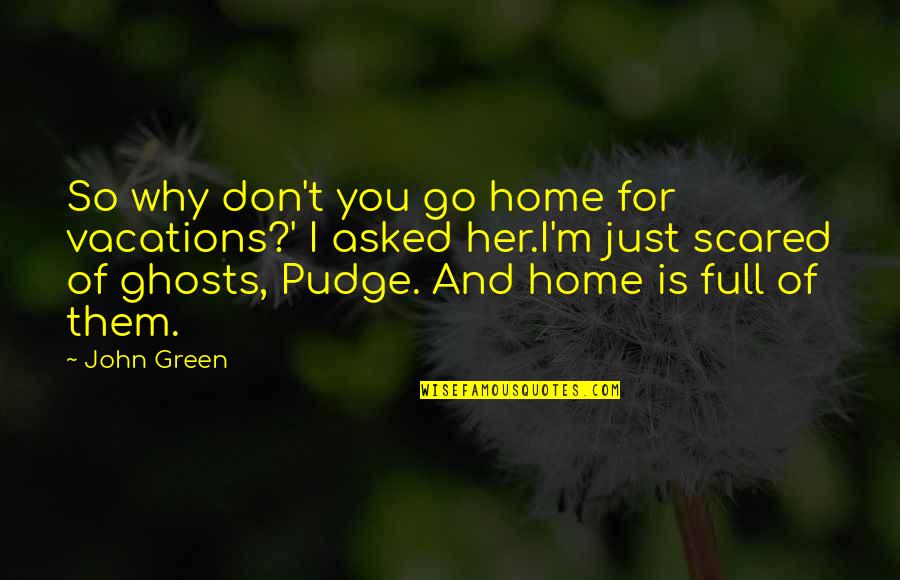 Why Go Green Quotes By John Green: So why don't you go home for vacations?'