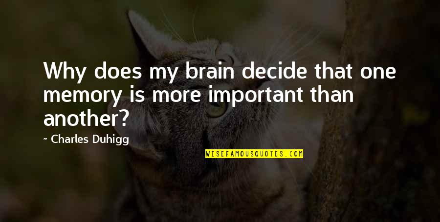 Why I Am Not That Important Quotes By Charles Duhigg: Why does my brain decide that one memory