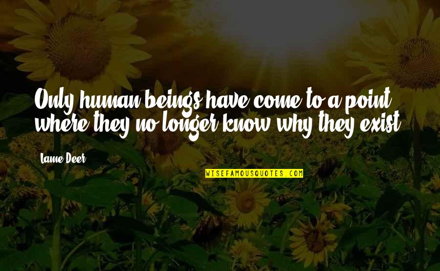 Why I Exist Quotes By Lame Deer: Only human beings have come to a point