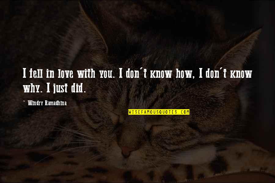 Why I Fell In Love With You Quotes By Windry Ramadhina: I fell in love with you. I don't Why I Fell In Love With You Quotes By Windry Ramadhina: I fell in love with you. I don't