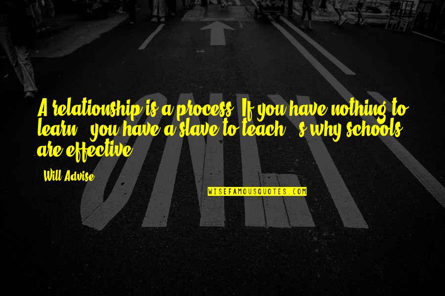 Why I Teach Quotes By Will Advise: A relationship is a process. If you have