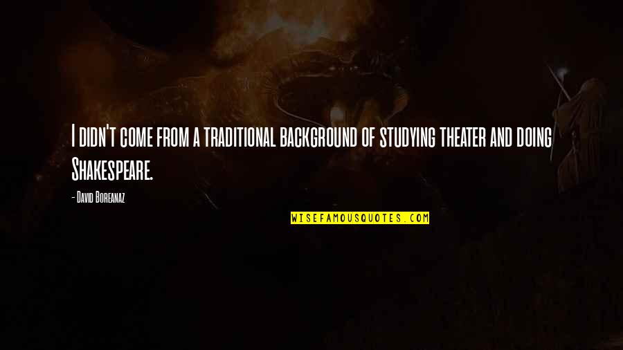 Why Is Your Name Important Quotes By David Boreanaz: I didn't come from a traditional background of Why Is Your Name Important Quotes By David Boreanaz: I didn't come from a traditional background of