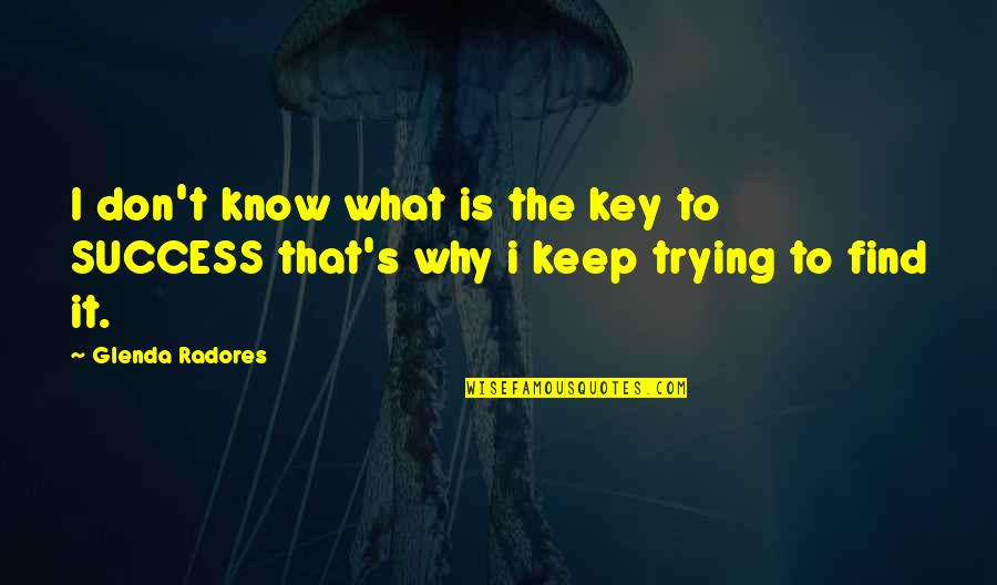 Why Keep Trying Quotes By Glenda Radores: I don't know what is the key to