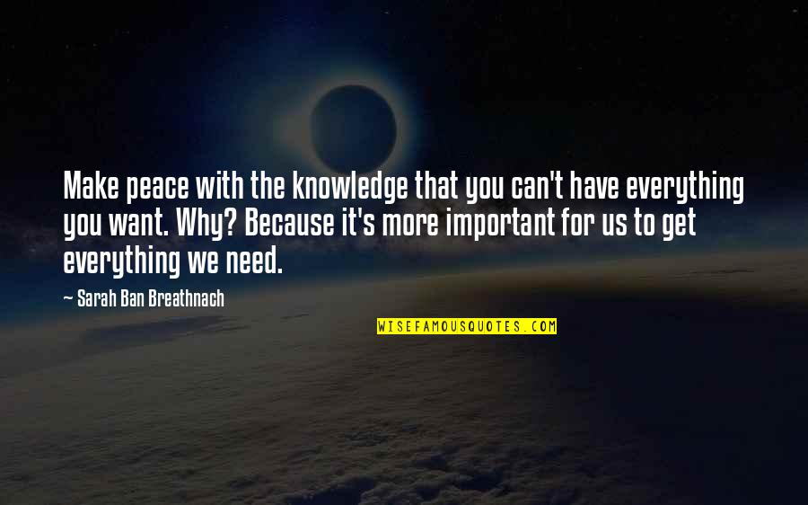 Why Knowledge Is Important Quotes By Sarah Ban Breathnach: Make peace with the knowledge that you can't