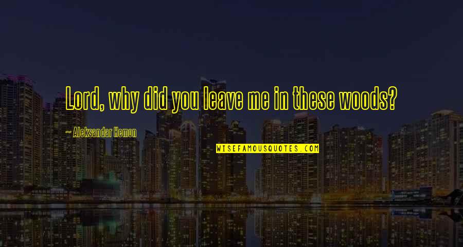 Why Leave Me Quotes By Aleksandar Hemon: Lord, why did you leave me in these