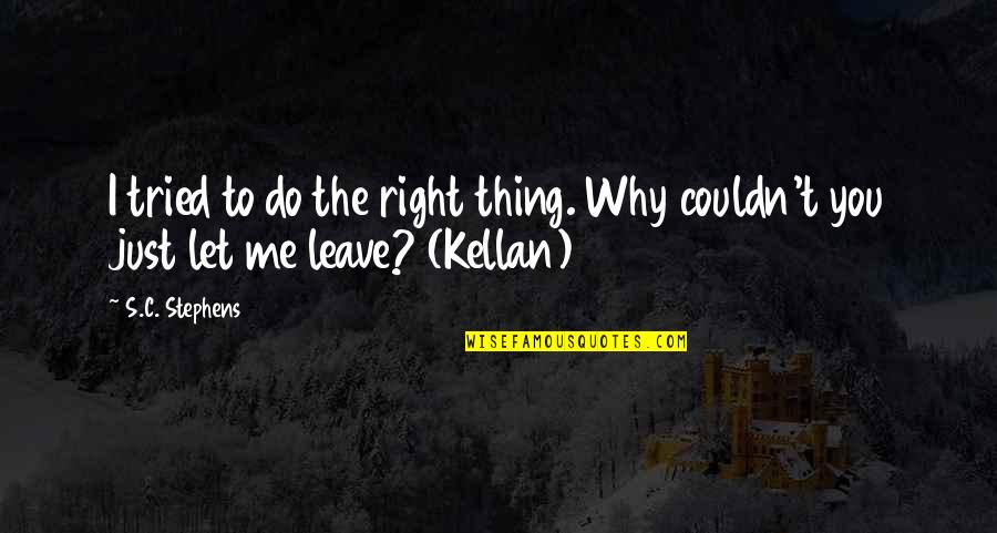 Why Leave Me Quotes By S.C. Stephens: I tried to do the right thing. Why
