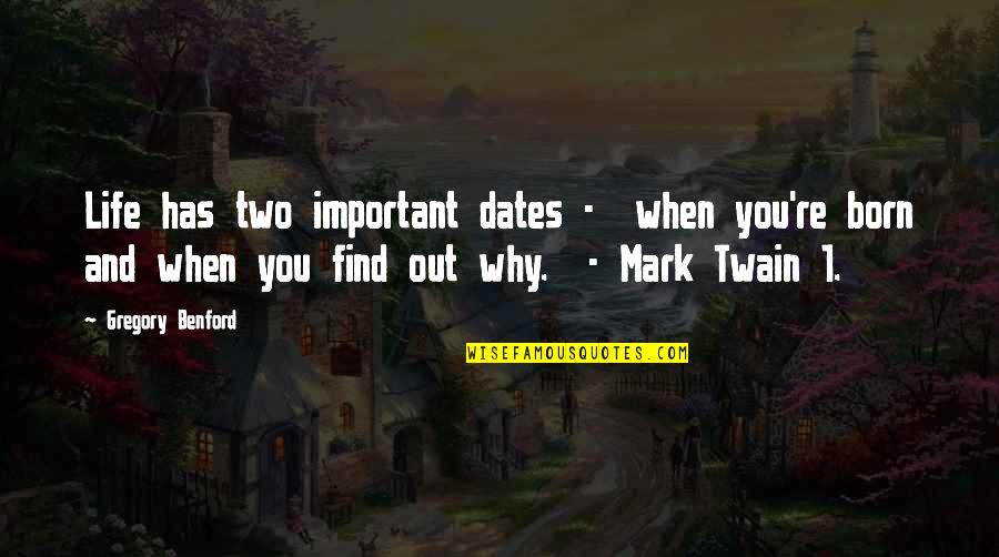 Why Life Is Important Quotes By Gregory Benford: Life has two important dates - when you're