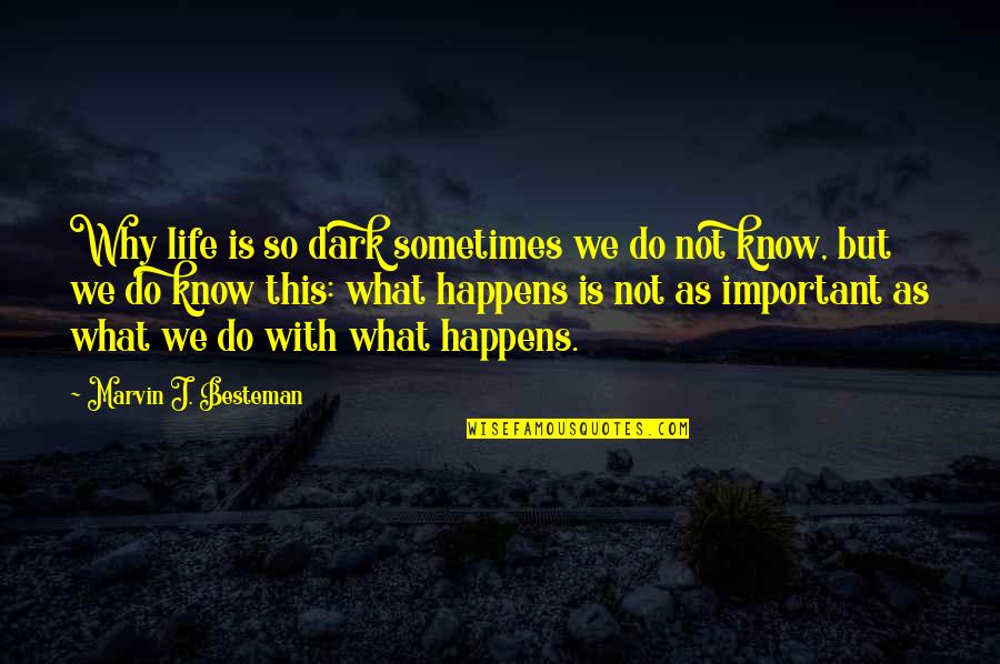 Why Life Is Important Quotes By Marvin J. Besteman: Why life is so dark sometimes we do