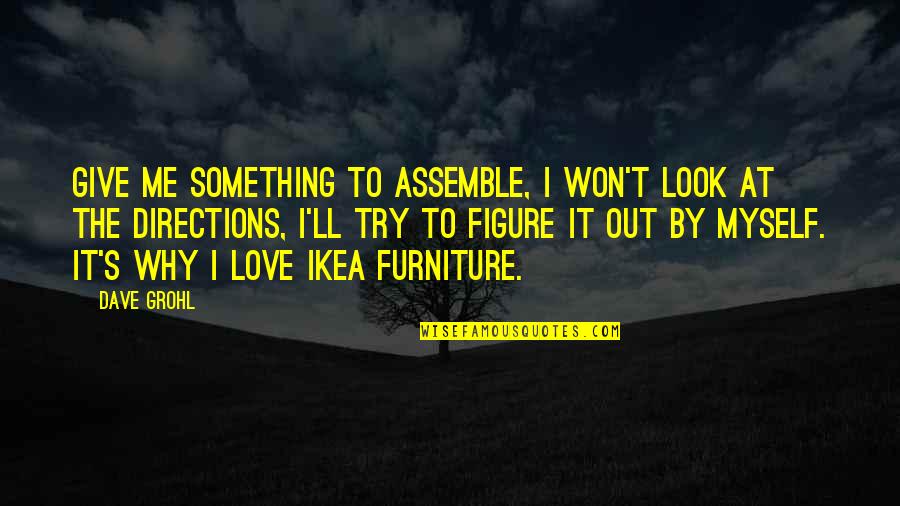 Why Not Love Me Quotes By Dave Grohl: Give me something to assemble, I won't look