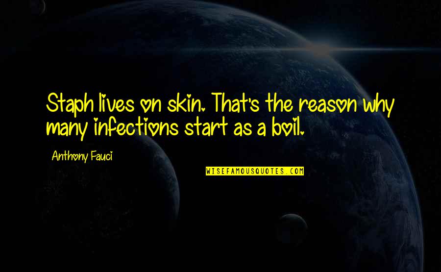 Why Not Start Now Quotes By Anthony Fauci: Staph lives on skin. That's the reason why