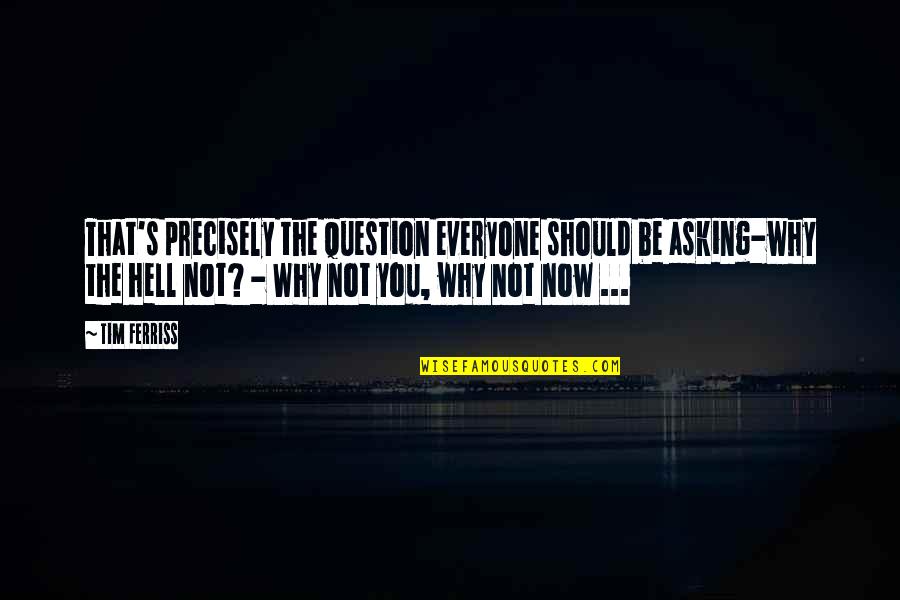 Why Not You Quotes By Tim Ferriss: That's precisely the question everyone should be asking-why