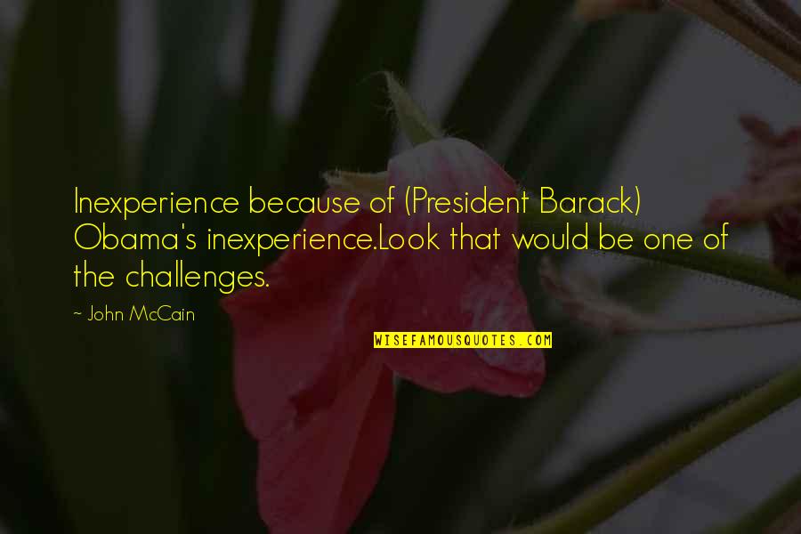 Why She Hate Me Quotes By John McCain: Inexperience because of (President Barack) Obama's inexperience.Look that