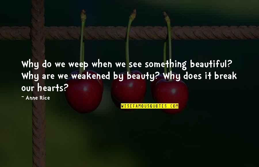 Why We Do It Quotes By Anne Rice: Why do we weep when we see something