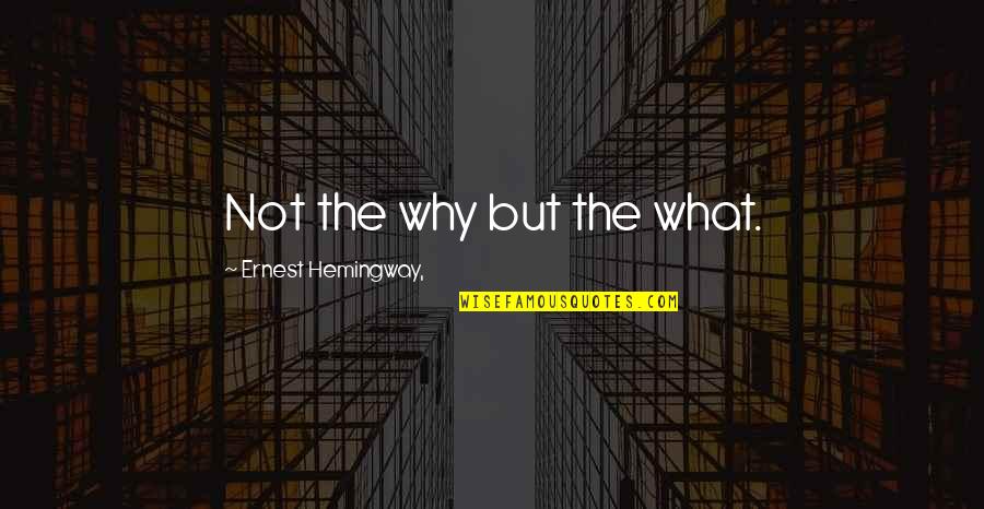 Why Why Not Quotes By Ernest Hemingway,: Not the why but the what.