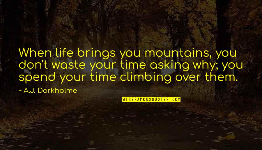 Why Work Hard Quotes By A.J. Darkholme: When life brings you mountains, you don't waste Why Work Hard Quotes By A.J. Darkholme: When life brings you mountains, you don't waste
