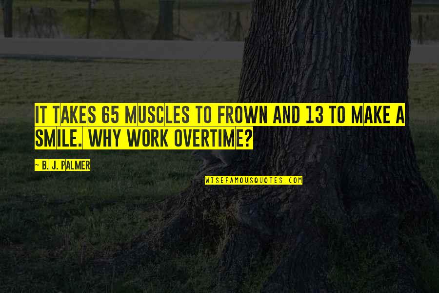 Why Work Quotes By B. J. Palmer: It takes 65 muscles to frown and 13
