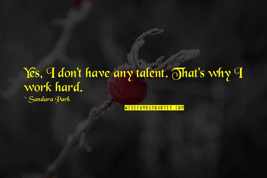 Why Work Quotes By Sandara Park: Yes, I don't have any talent. That's why