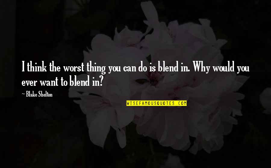 Why Would You Do That Quotes By Blake Shelton: I think the worst thing you can do