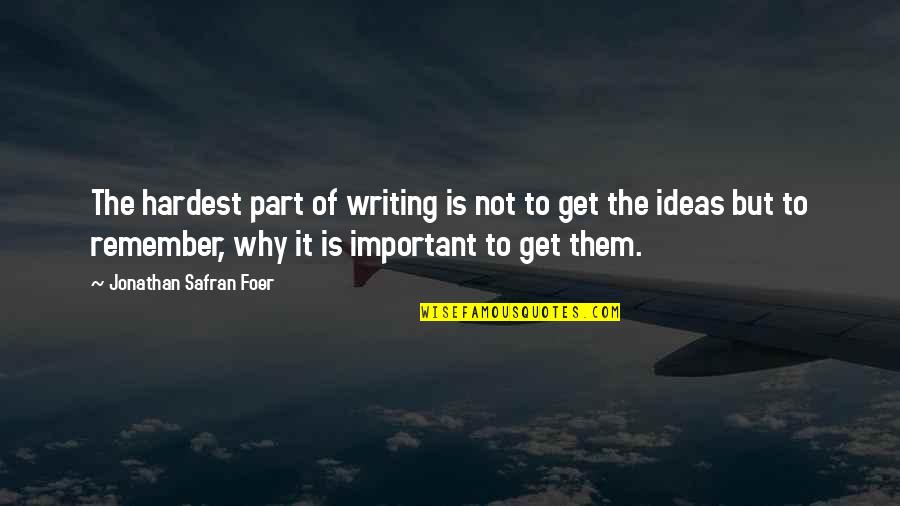 Why Writing Is Important Quotes By Jonathan Safran Foer: The hardest part of writing is not to