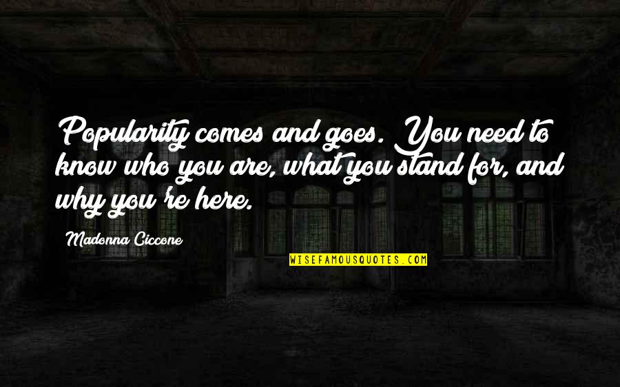 Why You Are Here Quotes By Madonna Ciccone: Popularity comes and goes. You need to know