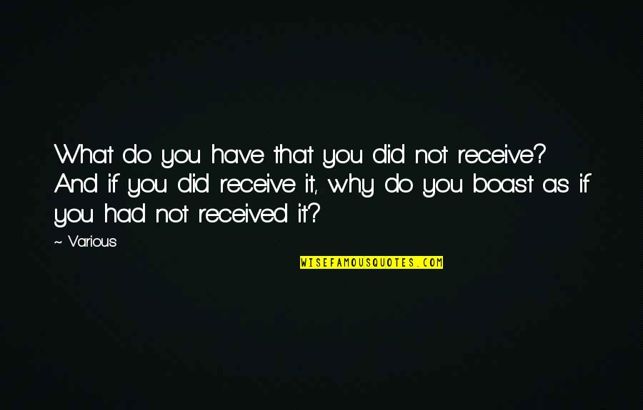 Why You Do What You Do Quotes By Various: What do you have that you did not