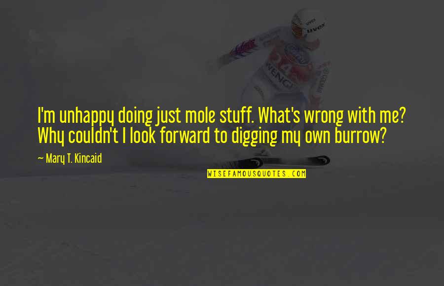 Why You Doing This To Me Quotes By Mary T. Kincaid: I'm unhappy doing just mole stuff. What's wrong Why You Doing This To Me Quotes By Mary T. Kincaid: I'm unhappy doing just mole stuff. What's wrong