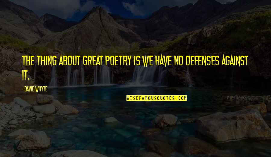 Whyte's Quotes By David Whyte: The thing about great poetry is we have