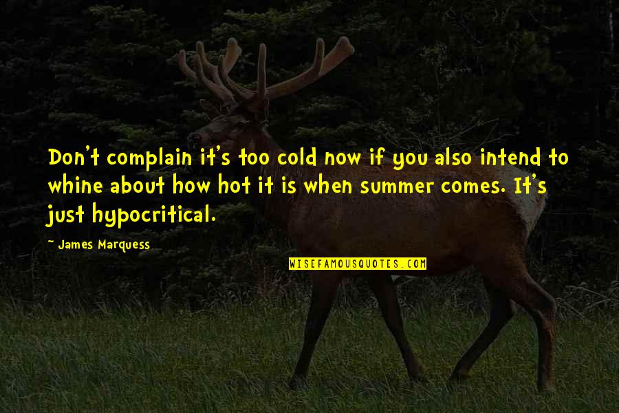 Wickelrucksack Quotes By James Marquess: Don't complain it's too cold now if you