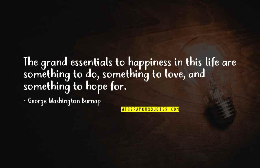 Wicklein Gingerbread Quotes By George Washington Burnap: The grand essentials to happiness in this life
