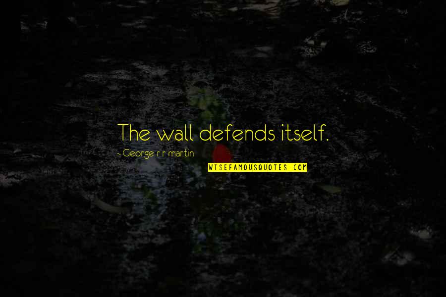 Wickramaratne International Quotes By George R R Martin: The wall defends itself.