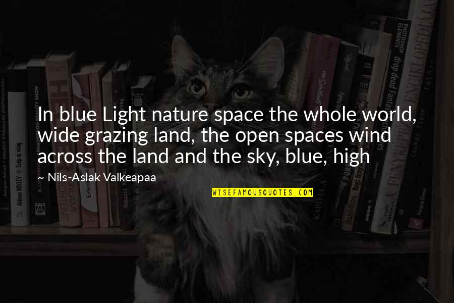 Wide Open World Quotes By Nils-Aslak Valkeapaa: In blue Light nature space the whole world,