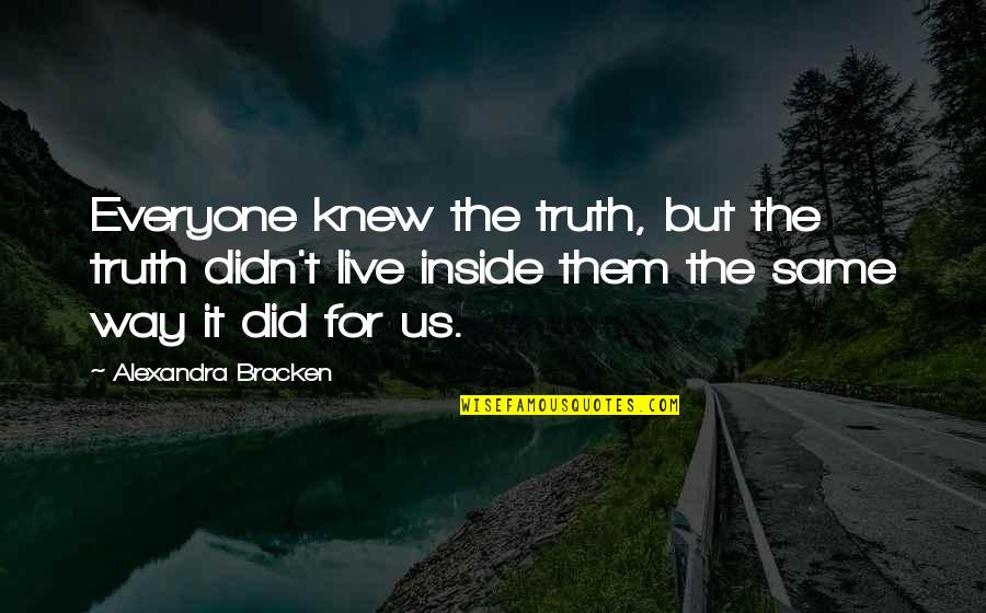 Wide Smiles Quotes By Alexandra Bracken: Everyone knew the truth, but the truth didn't