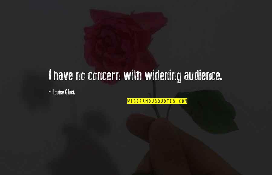 Widening Quotes By Louise Gluck: I have no concern with widening audience.