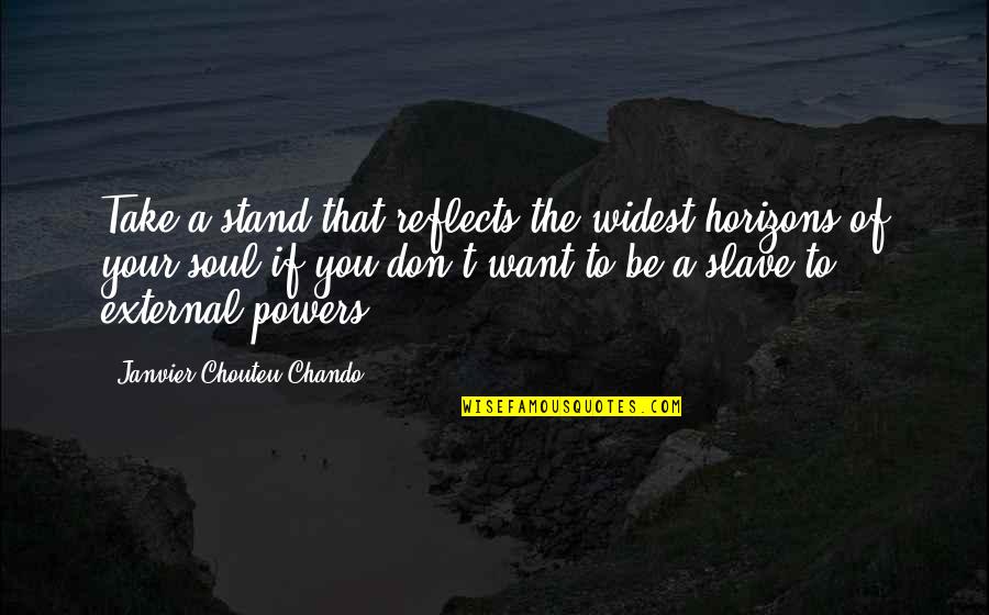 Widest Quotes By Janvier Chouteu-Chando: Take a stand that reflects the widest horizons