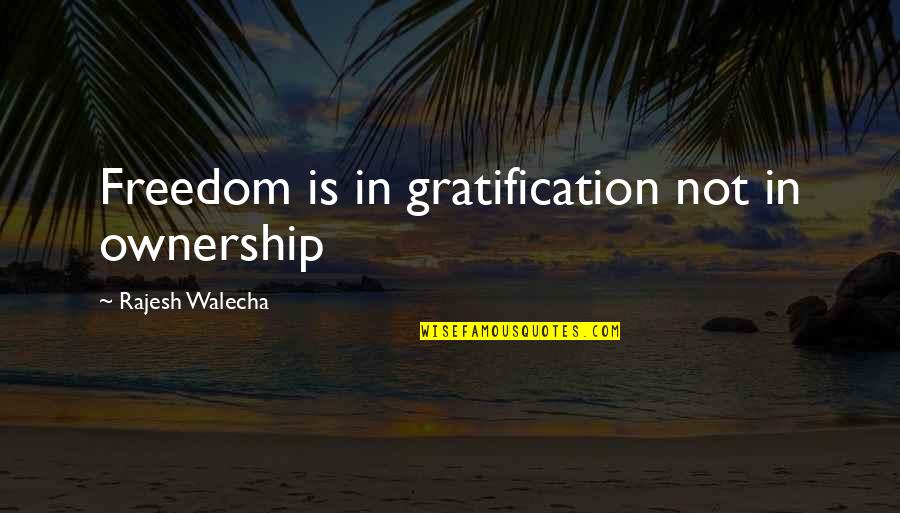 Widmers Dry Cleaning Quotes By Rajesh Walecha: Freedom is in gratification not in ownership