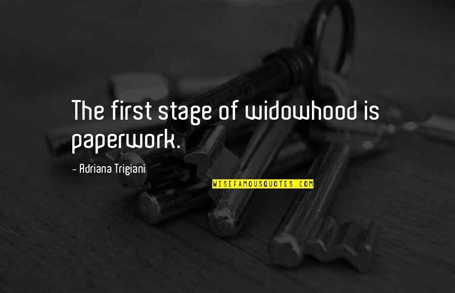 Widowhood Quotes By Adriana Trigiani: The first stage of widowhood is paperwork.