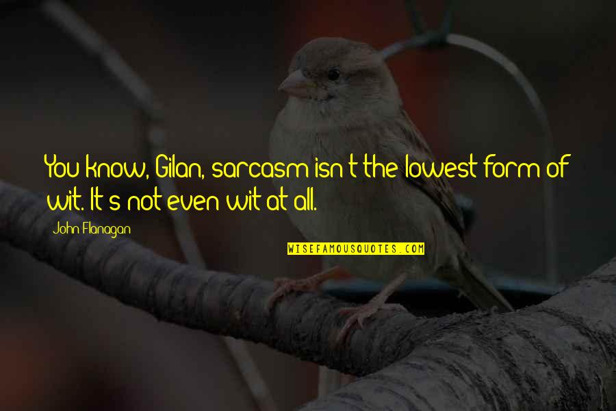 Wiegert Disposal Quotes By John Flanagan: You know, Gilan, sarcasm isn't the lowest form