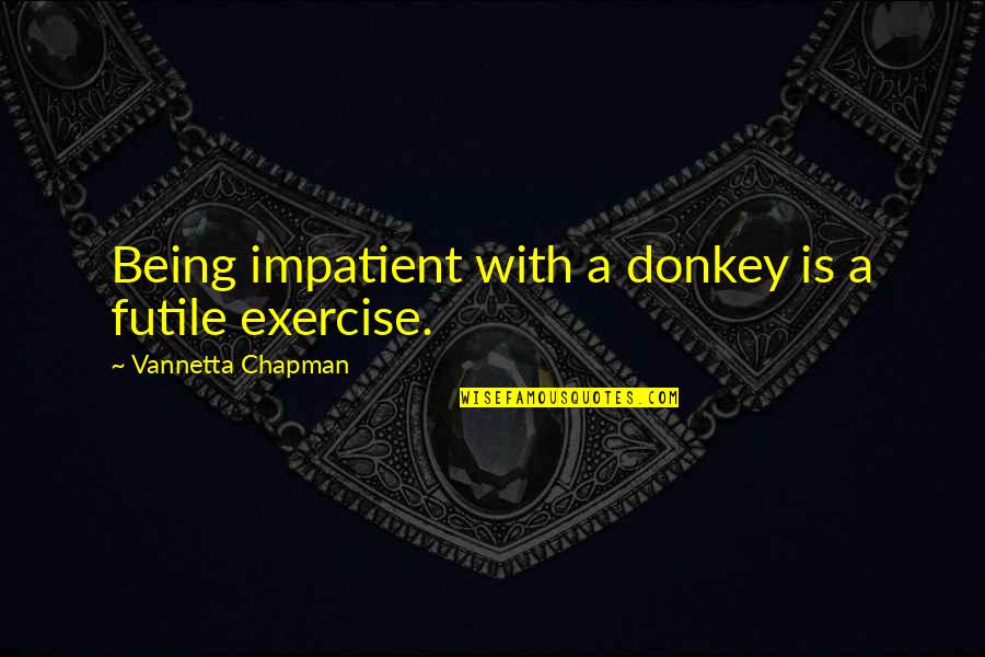 Wielicki Sklep Quotes By Vannetta Chapman: Being impatient with a donkey is a futile