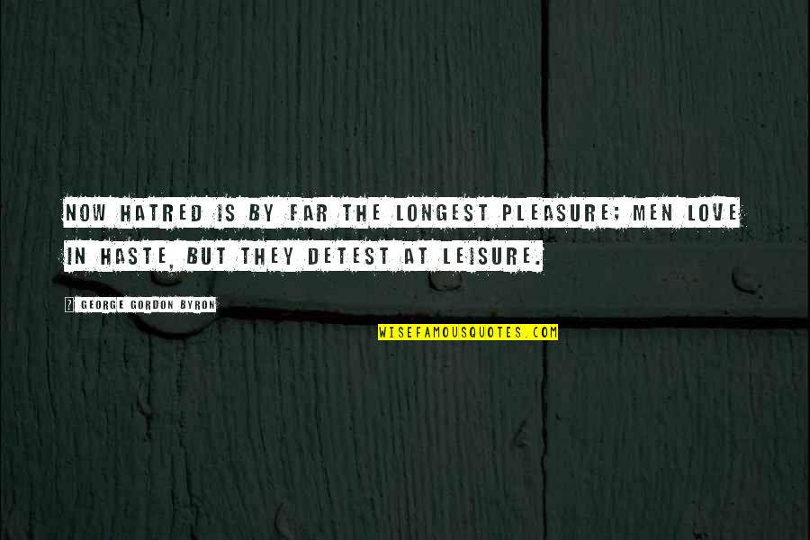 Wieprzowy Quotes By George Gordon Byron: Now hatred is by far the longest pleasure;