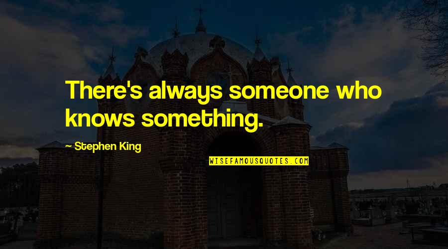 Wierze W Quotes By Stephen King: There's always someone who knows something. Wierze W Quotes By Stephen King: There's always someone who knows something.