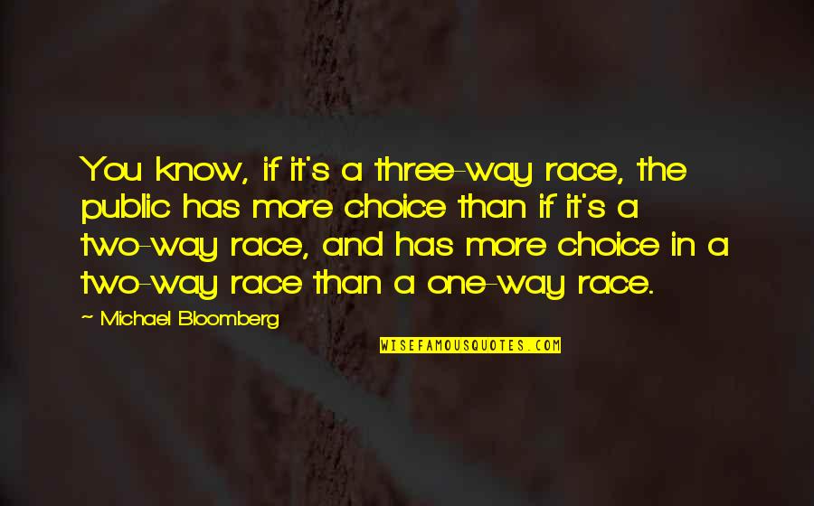 Wife Beating Quotes By Michael Bloomberg: You know, if it's a three-way race, the